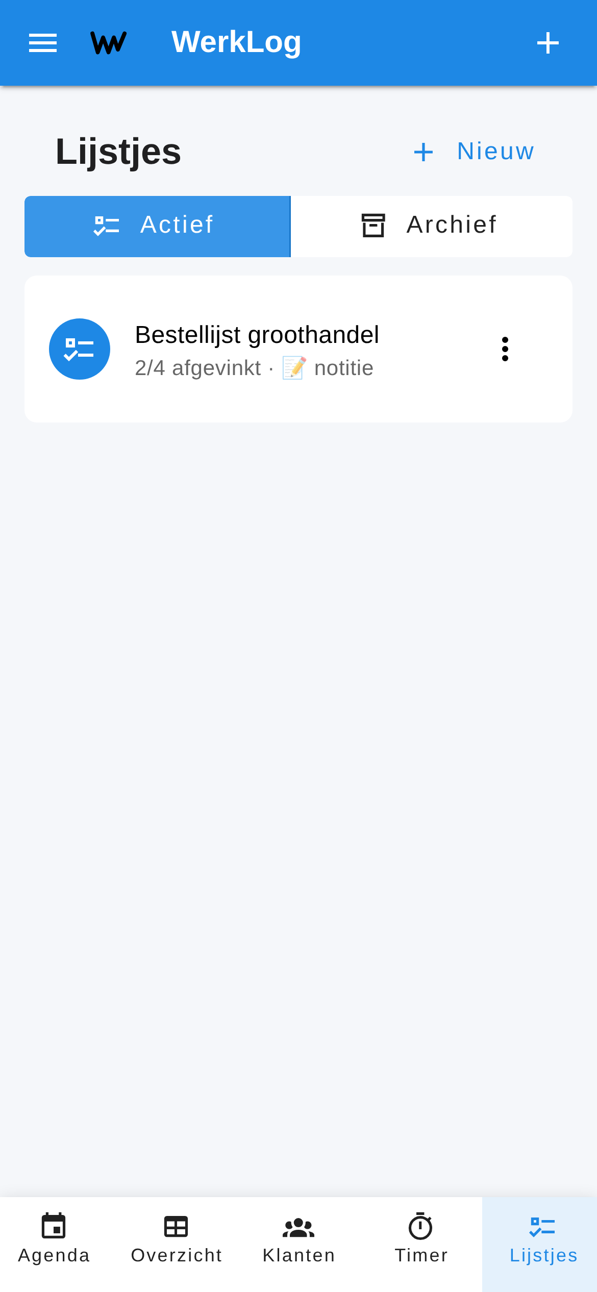 WerkLog lijstjes